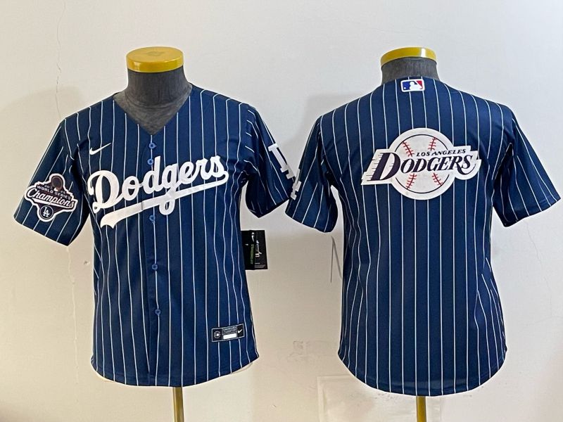 Youth 2026 Los Angeles Dodgers Blank Drak Blue Stripe Game Nike MLB Jersey style 0012